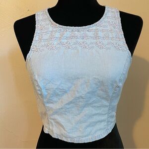 Abercrombie & Fitch Embroidered Denim Crop Top S
